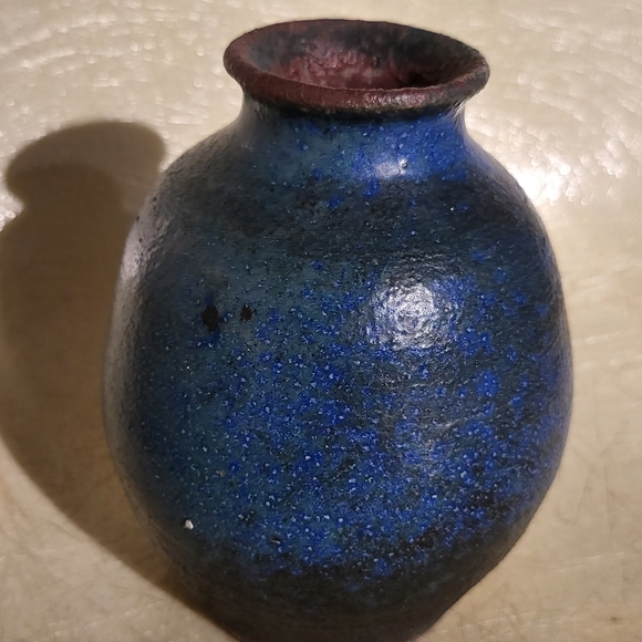 "BITOSSI Blue" Mid-century Modern Pottery Vase 6" - Picture 2 of 8